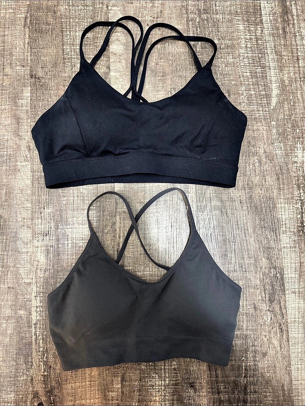 Running girl Black Strappy Sports Bras Size Medium- Bundle of 2